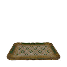 Load image into Gallery viewer, Carved wooden gold leaf serving tray - green, Florence, Italy