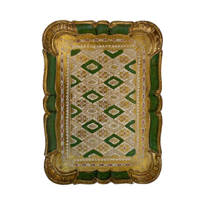 Carved wooden gold leaf serving tray - green, Florence, Italy