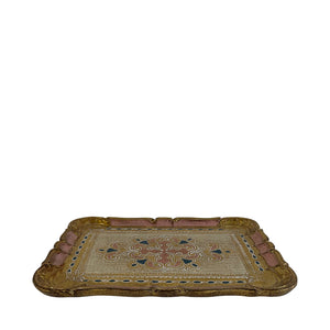 Carved wooden gold leaf serving tray - pink, Florence, Italy