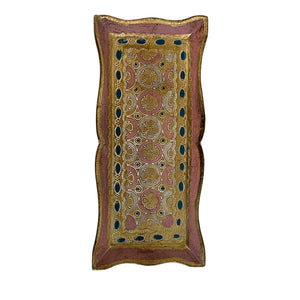 Small carved wooden gold leaf tray - pink, Florence, Italy