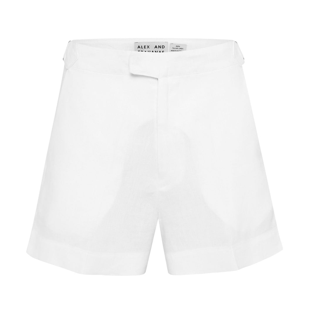 Aloe Vera-Infused Italian Linen Summer Tailored shorts, White