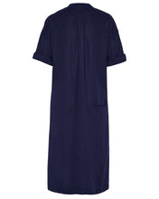 Load image into Gallery viewer, Aloe Vera-Infused Italian Linen Summer Shirt Dress, Navy