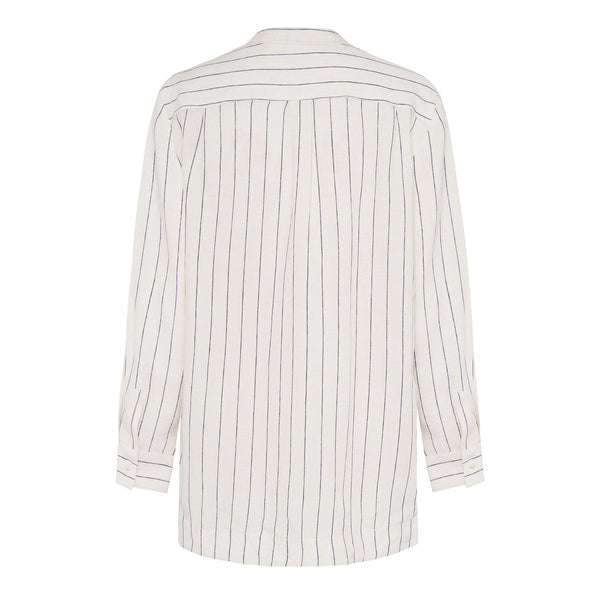 Italian Linen Summer Long-Sleeve Shirt, Stripe