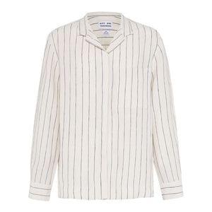 Italian Linen Summer Long-Sleeve Shirt, Stripe