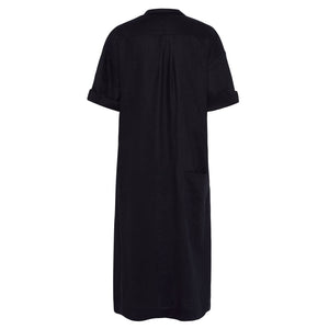 Aloe Vera-Infused Italian Linen Summer Shirt Dress, Black