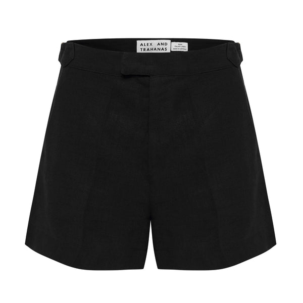 Aloe Vera-Infused Italian Linen Summer Tailored shorts, Black