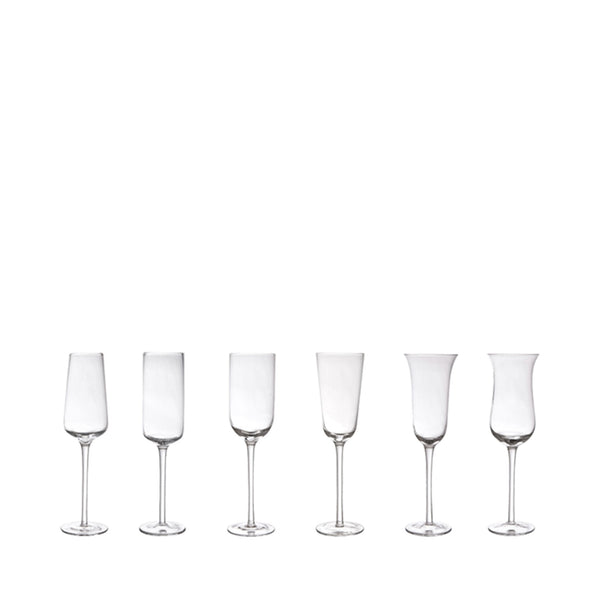 Italian Champagne flutes - mismatched set of 6 by Bitossi