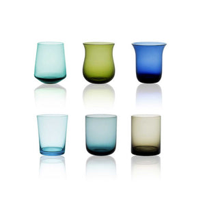 Water tumblers, set of 6 by Bitossi, blue/green