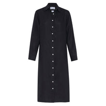 Load image into Gallery viewer, Aloe Vera-Infused Italian Linen Shirt Dress, Black
