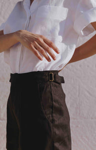 Aloe Vera-Infused Italian Linen Summer Tailored shorts, Black