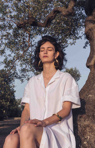 Aloe Vera-Infused Italian Linen Summer Shirt Dress, White