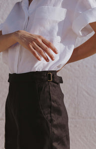 Aloe Vera-Infused Italian Linen Summer Short-Sleeve Shirt, White