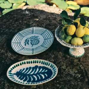 Foglia ceramic oval serving platter, Puglia, Italy