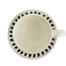 Load image into Gallery viewer, Lido ceramic tea / coffee cup and saucer, Cream and sea green - Puglia, Italy