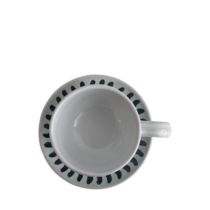 Lido ceramic tea / coffee cup and saucer, white and sea green - Puglia, Italy
