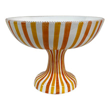 Load image into Gallery viewer, Large ceramic fruit bowl stand - yellow and orange stripe, Puglia, Italy