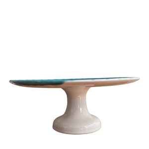 Ceramic Cake Stand, Green and Pink - Puglia, Italy -  LOW STOCK