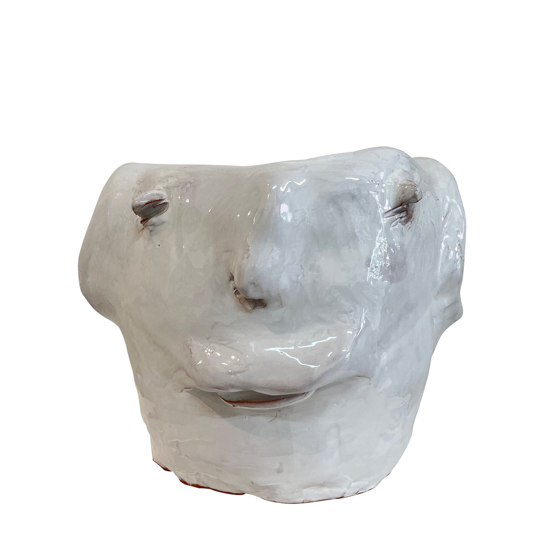 Ceramic Head Sculpture, White, Puglia, Italy - Dino