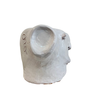 Ceramic Head Sculpture, White, Puglia, Italy - Dino