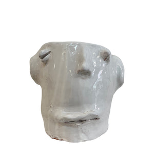 Ceramic Head Sculpture, White, Puglia, Italy - Elio