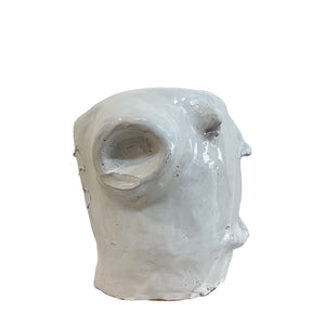 Ceramic Head Sculpture, White, Puglia, Italy - Elio