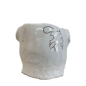 Ceramic Head Sculpture, White, Puglia, Italy - Enzo