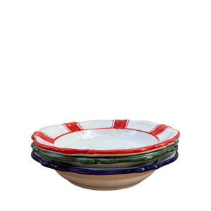 Parasol Ceramic Pasta Bowl, Blue Stripe - Puglia, Italy