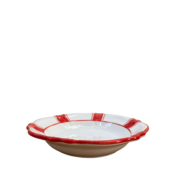 Parasol Ceramic Pasta Bowl, Red Stripe - Puglia, Italy