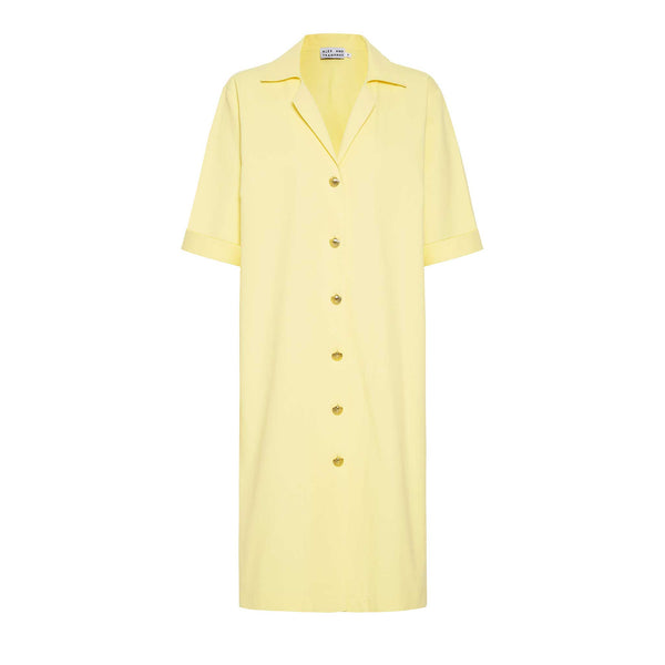 Ischia shirt dress with gold anchor buttons, limone