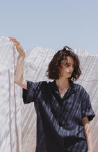 Load image into Gallery viewer, Italian Linen Summer Short-Sleeve Shirt, Navy