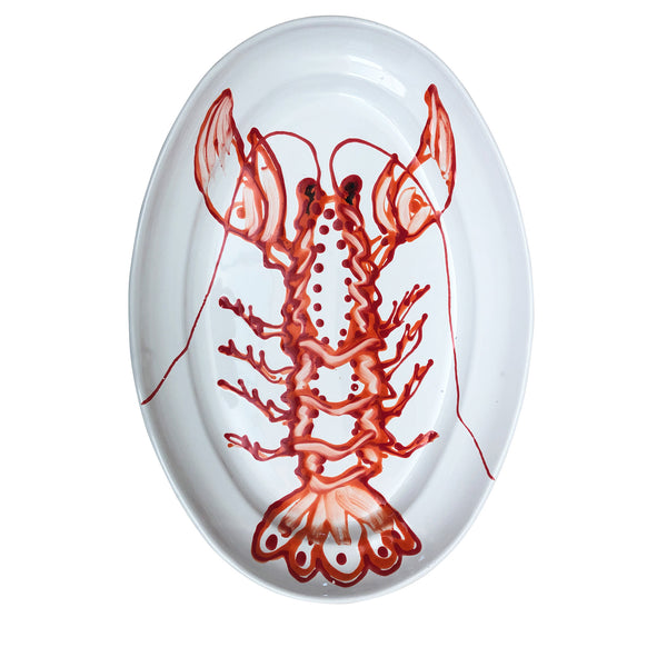 Ceramic Large Oval Serving Platter, Lobster - Puglia, Italy