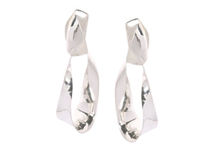 LO X ALEX AND TRAHANAS Silver, Large Olive Leaf Earrings Clip-on