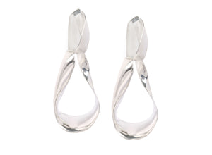 LO X ALEX AND TRAHANAS Silver, Large Olive Leaf Earrings Clip-on